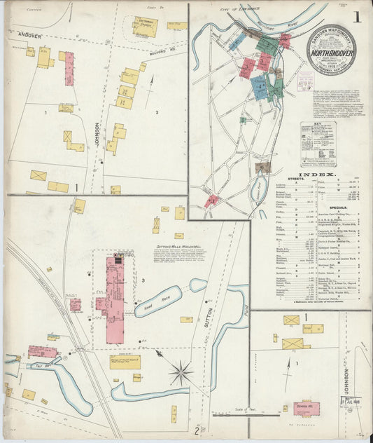 Sanborn Fire Insurance Map from North Andover, Essex County, Massachusetts (1903), Sheet #0001 - Complete Map Set gallery image, historic Sanborn map, vintage wall art, Massachusetts Massachusetts