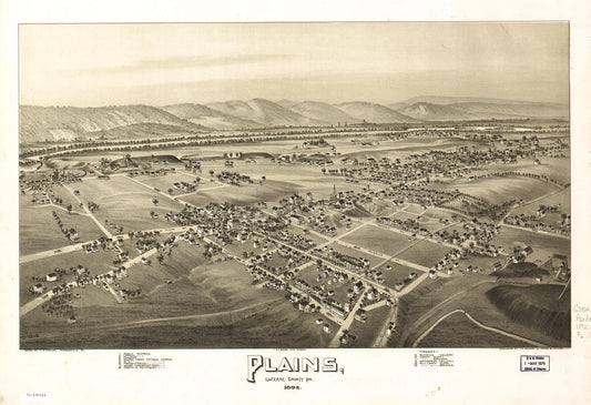 Plains, Luzerne County, Pa. (1892) – Historic Bird’s-Eye View Panorama Print