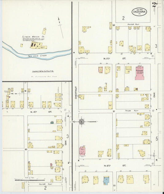 Sanborn Fire Insurance Map from Indiana, Indiana County, Pennsylvania (1910), Sheet #0002 - Historic Sanborn Fire Insurance Map Print, vintage old map wall art, antique decor, genealogy gift, Pennsylvania Pennsylvania map