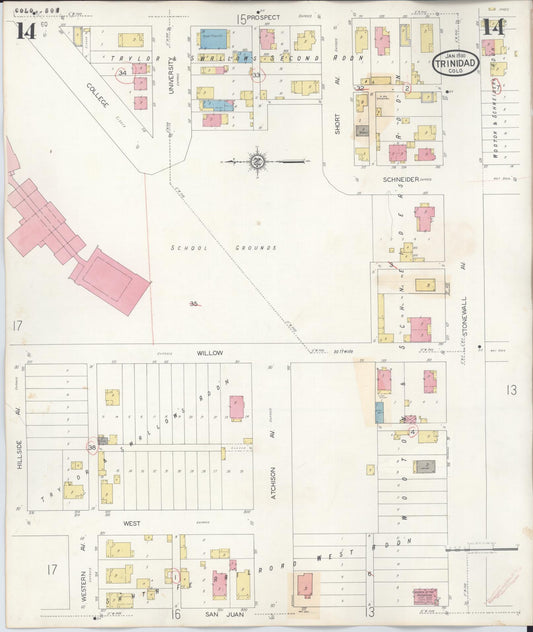 Sanborn Fire Insurance Map from Trinidad, Las Animas County, Colorado (1948), Sheet #0014 - Historic Sanborn Fire Insurance Map Print, vintage old map wall art, antique decor, genealogy gift, Colorado Colorado map