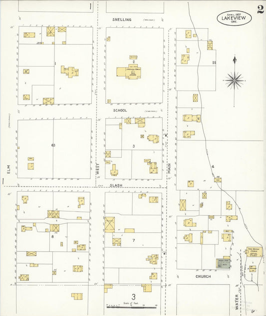 Sanborn Fire Insurance Map from Lakeview, Lake County, Oregon (1907), Sheet #0002 - Historic Sanborn Fire Insurance Map Print, vintage old map wall art, antique decor, genealogy gift, Oregon Oregon map