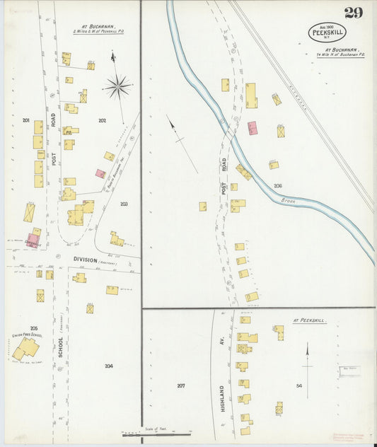 Sanborn Fire Insurance Map from Peekskill, Westchester County, New York (1900), Sheet #0029 - Historic Sanborn Fire Insurance Map Print, vintage old map wall art, antique decor, genealogy gift, New York New York map