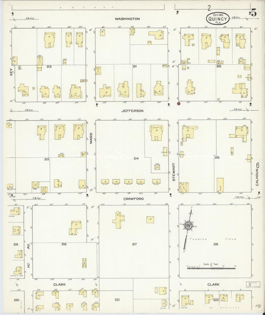 Sanborn Fire Insurance Map from Quincy, Gadsden County, Florida (1913), Sheet #0005 - Historic Sanborn Fire Insurance Map Print, vintage old map wall art, antique decor, genealogy gift, Florida Florida map