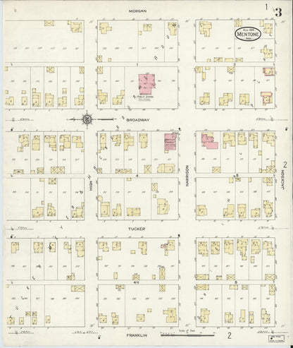 Sanborn Fire Insurance Map from Mentone, Kosciusko County, Indiana (1914), Sheet #0003 - Complete Map Set gallery image, historic Sanborn map, vintage wall art, Indiana Indiana
