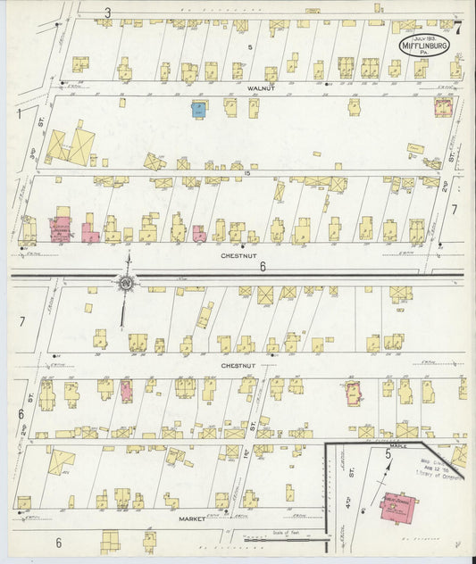 Sanborn Fire Insurance Map from Mifflinburg, Union County, Pennsylvania (1913), Sheet #0007 - Historic Sanborn Fire Insurance Map Print, vintage old map wall art, antique decor, genealogy gift, Pennsylvania Pennsylvania map