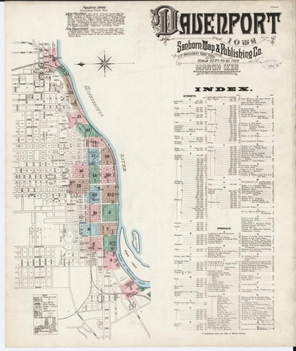 Sanborn Fire Insurance Map from Davenport, Scott County, Iowa (1886), Sheet #0001 - Historic Sanborn Fire Insurance Map Print