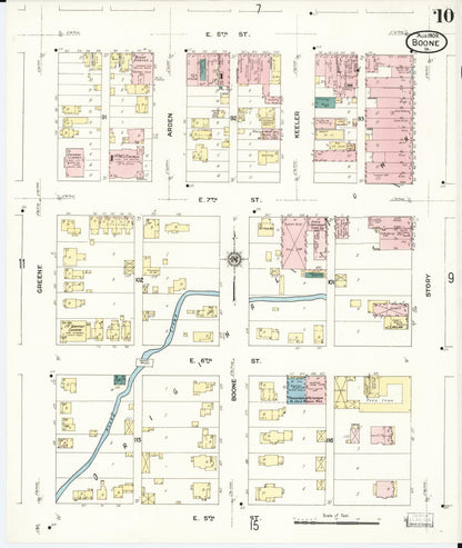 Sanborn Fire Insurance Map from Boone, Boone County, Iowa (1909), Sheet #0010 - Historic Sanborn Fire Insurance Map Print
