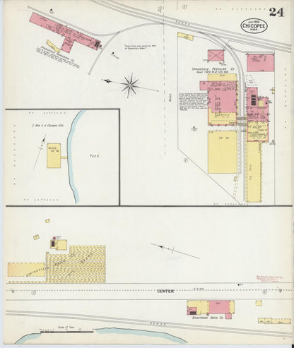 Sanborn Fire Insurance Map from Chicopee, Hampden County, Massachusetts (1902), Sheet #0024 - Historic Sanborn Fire Insurance Map Print, vintage old map wall art, antique decor, genealogy gift, Massachusetts Massachusetts map