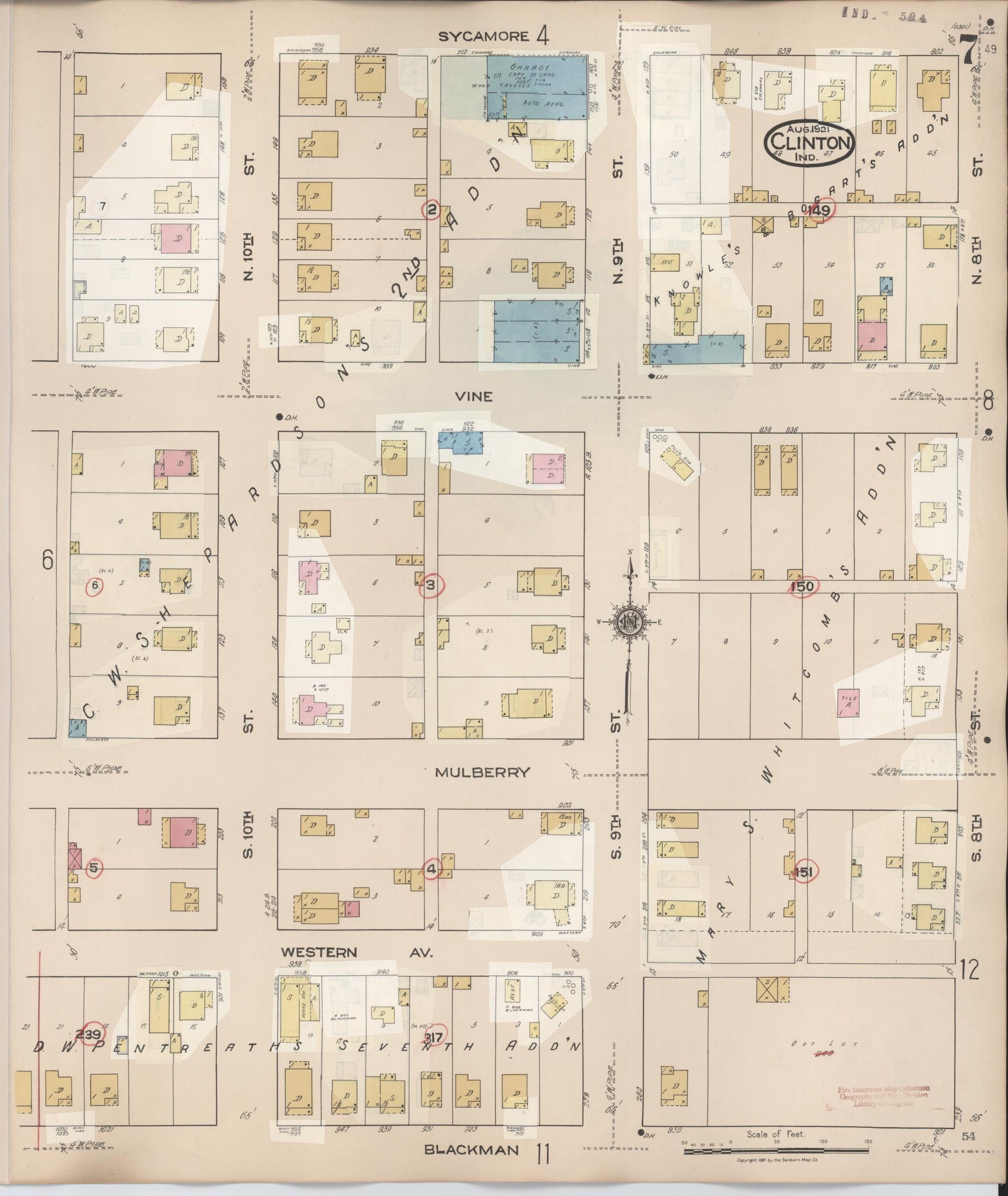 Sanborn Fire Insurance Map from Clinton, Vermillion County, Indiana (1947), Sheet #0007 - Historic Sanborn Fire Insurance Map Print, vintage old map wall art, antique decor, genealogy gift, Indiana Indiana map