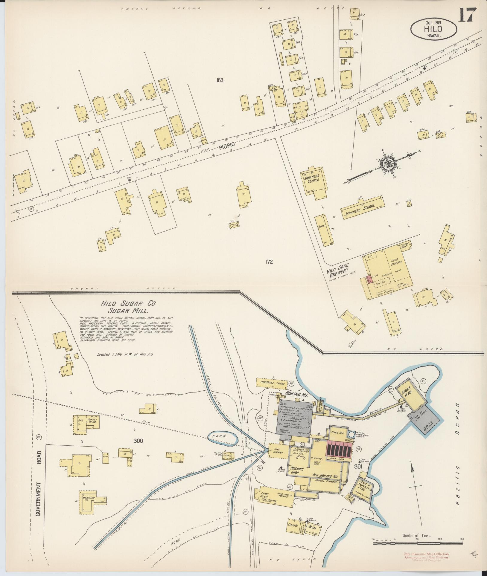 Sanborn Fire Insurance Map from Hilo, Hawaii County, Hawaii (1914), Sheet #0017 - Historic Sanborn Fire Insurance Map Print