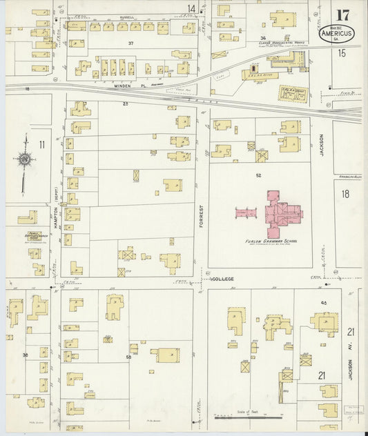 Sanborn Fire Insurance Map from Americus, Sumter County, Georgia (1912), Sheet #0017 - Historic Sanborn Fire Insurance Map Print, vintage old map wall art, antique decor, genealogy gift, Georgia Georgia map