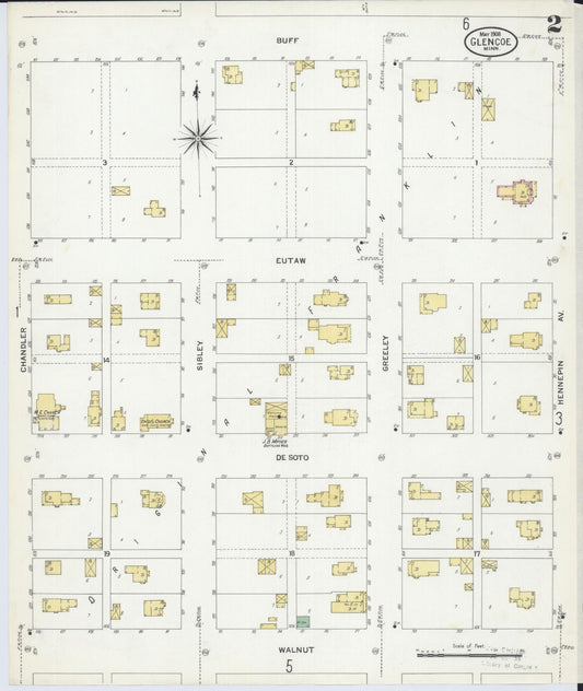 Sanborn Fire Insurance Map from Glencoe, Mcleod County, Minnesota (1908), Sheet #0002 - Historic Sanborn Fire Insurance Map Print, vintage old map wall art, antique decor, genealogy gift, Minnesota Minnesota map