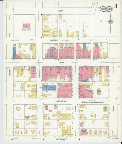 Sanborn Fire Insurance Map from Montpelier, Williams County, Ohio (1916), Sheet #0003 - Historic Sanborn Fire Insurance Map Print, vintage old map wall art, antique decor, genealogy gift, Ohio Ohio map