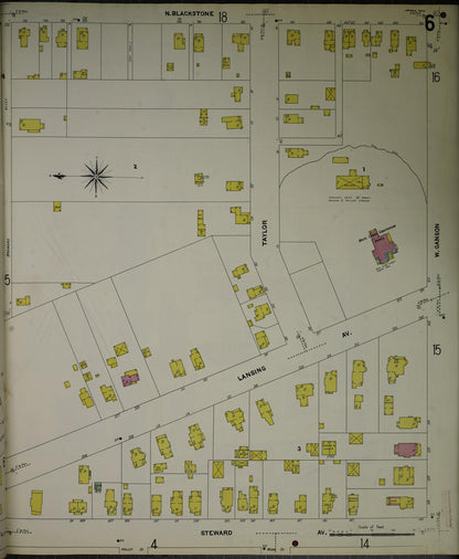 Sanborn Fire Insurance Map from Jackson, Jackson County, Michigan (1907), Sheet #0006 - Historic Sanborn Fire Insurance Map Print, vintage old map wall art, antique decor, genealogy gift, Michigan Michigan map