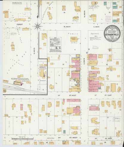 Sanborn Fire Insurance Map from Vermontville, Eaton County, Michigan (1906), Sheet #0001 - Historic Sanborn Fire Insurance Map Print, vintage old map wall art, antique decor, genealogy gift, Michigan Michigan map