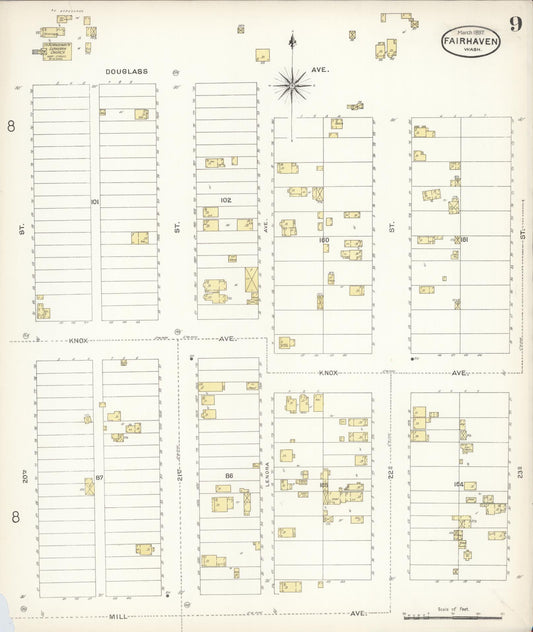 Sanborn Fire Insurance Map from Fairhaven [see also Bellingham and Sehome], Whatcom County, Washington (1897), Sheet #0009 - Historic Sanborn Fire Insurance Map Print, vintage old map wall art, antique decor, genealogy gift, Washington Washington map