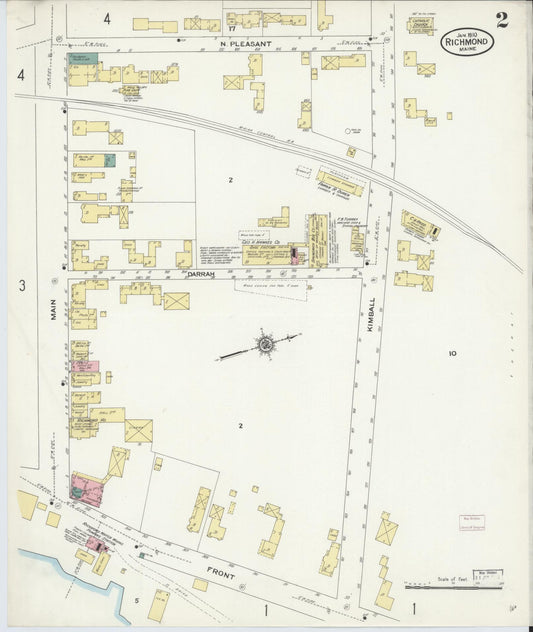 Sanborn Fire Insurance Map from Richmond, Sagadahoc County, Maine (1910), Sheet #0002 - Historic Sanborn Fire Insurance Map Print, vintage old map wall art, antique decor, genealogy gift, Maine Maine map