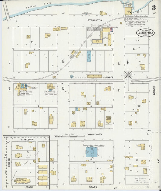 Sanborn Fire Insurance Map from Cannon Falls, Goodhue County, Minnesota (1905), Sheet #0003 - Historic Sanborn Fire Insurance Map Print, vintage old map wall art, antique decor, genealogy gift, Minnesota Minnesota map
