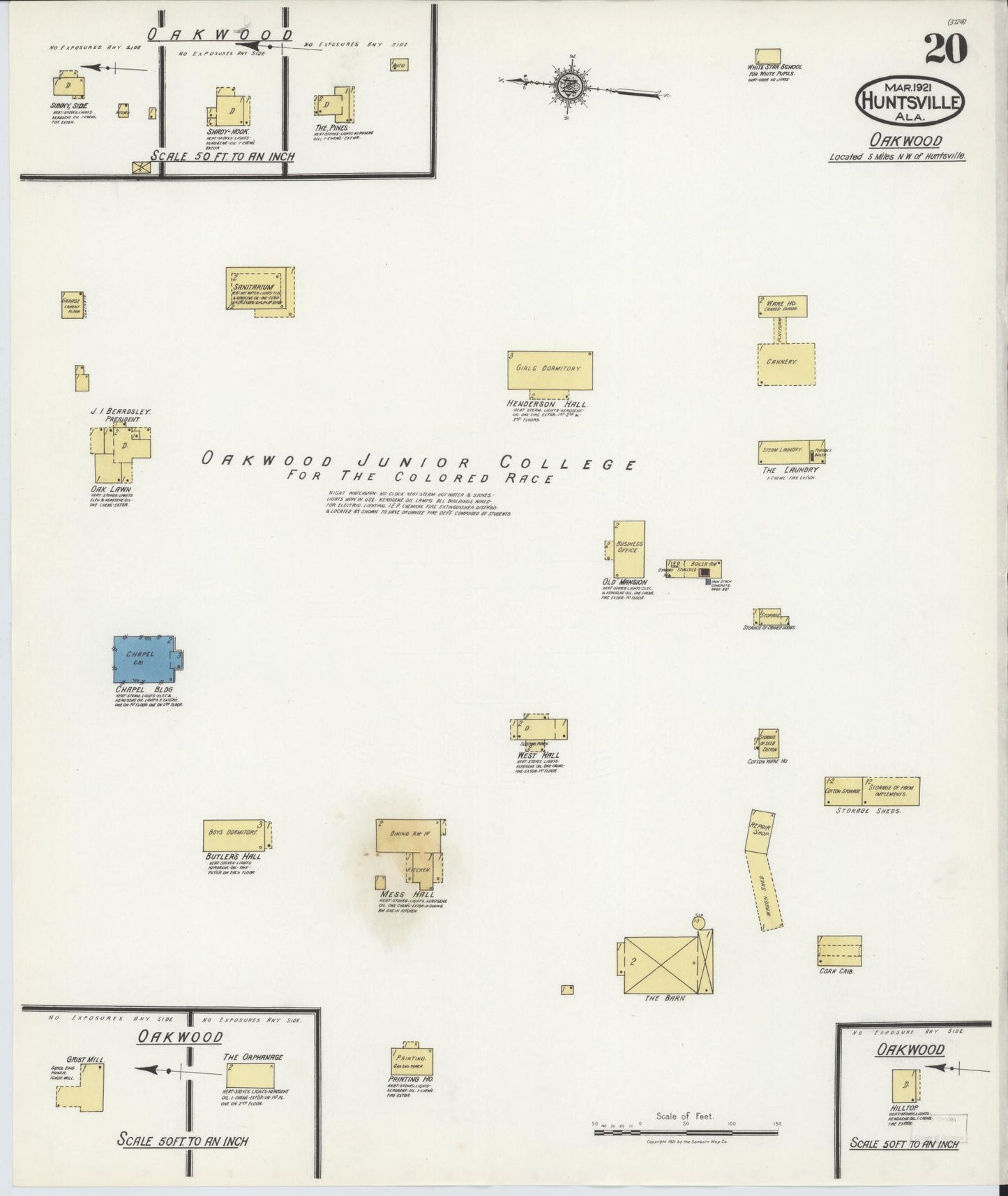 Sanborn Fire Insurance Map from Huntsville, Madison County, Alabama (1921), Sheet #0020 - Historic Sanborn Fire Insurance Map Print, vintage old map wall art, antique decor, genealogy gift, Alabama Alabama map