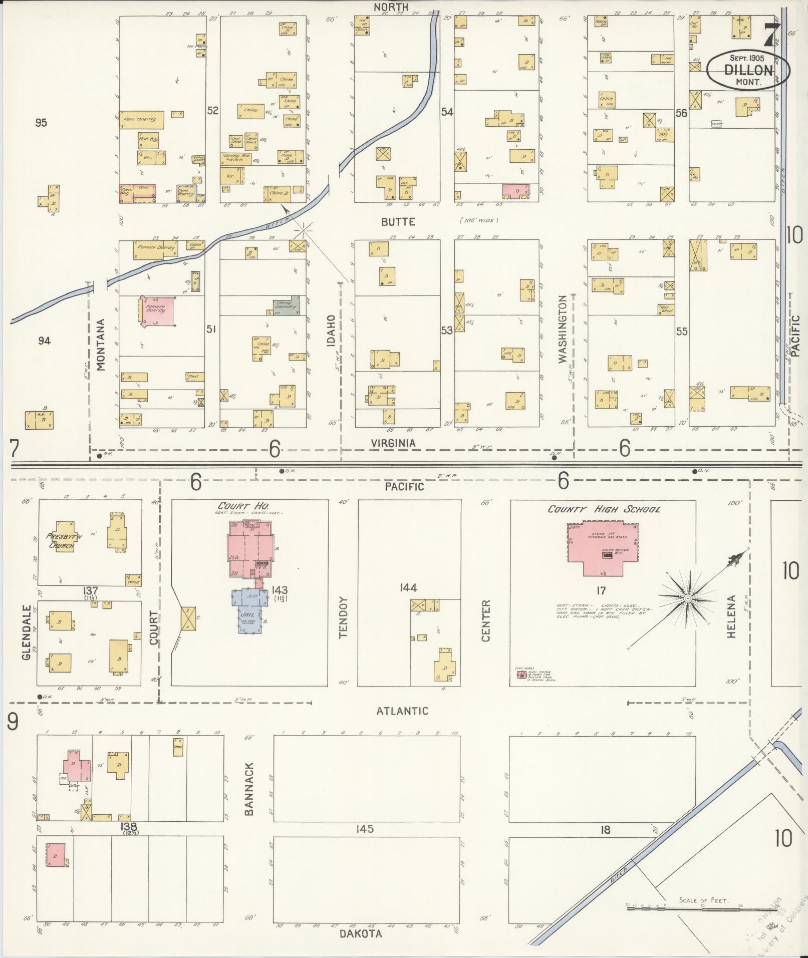 Sanborn Fire Insurance Map from Dillon, Beaverhead County, Montana (1905), Sheet #0007 - Complete Map Set gallery image, historic Sanborn map, vintage wall art, Montana Montana