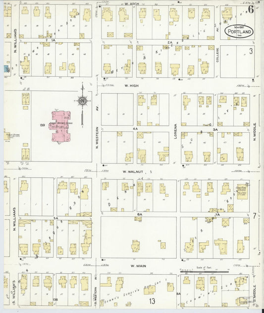 Sanborn Fire Insurance Map from Portland, Jay County, Indiana (1910), Sheet #0006 - Historic Sanborn Fire Insurance Map Print, vintage old map wall art, antique decor, genealogy gift, Indiana Indiana map