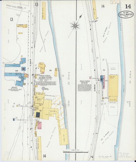 Sanborn Fire Insurance Map from Stillwater, Washington County, Minnesota (1904), Sheet #0014 - Historic Sanborn Fire Insurance Map Print, vintage old map wall art, antique decor, genealogy gift, Minnesota Minnesota map