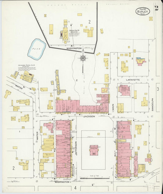 Sanborn Fire Insurance Map from Ripley, Lauderdale County, Tennessee (1916), Sheet #0002 - Historic Sanborn Fire Insurance Map Print, vintage old map wall art, antique decor, genealogy gift, Tennessee Tennessee map