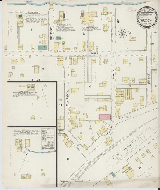 Sanborn Fire Insurance Map from Butler, Pendleton County, Kentucky (1886), Sheet #0001 - Historic Sanborn Fire Insurance Map Print, vintage old map wall art, antique decor, genealogy gift, Kentucky Kentucky map