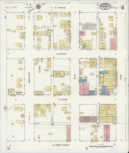 Sanborn Fire Insurance Map from Ranger, Eastland County, Texas (1920), Sheet #0004 - Complete Map Set gallery image, historic Sanborn map, vintage wall art, Texas Texas