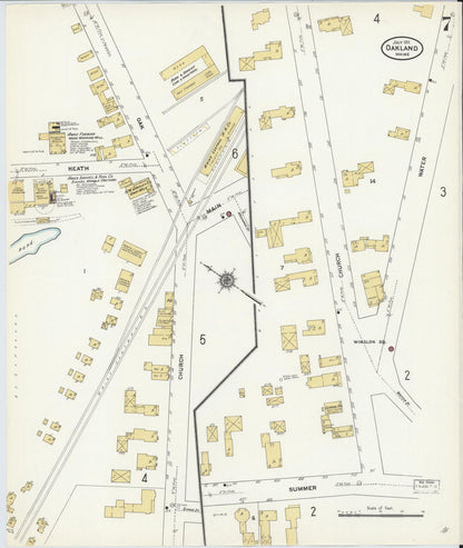 Sanborn Fire Insurance Map from Oakland, Kennebec County, Maine (1911), Sheet #0007 - Complete Map Set gallery image, historic Sanborn map, vintage wall art, Maine Maine