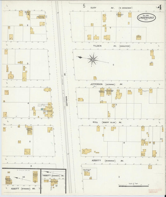 Sanborn Fire Insurance Map from Lindenhurst, Suffolk County, New York (1908), Sheet #0004 - Historic Sanborn Fire Insurance Map Print, vintage old map wall art, antique decor, genealogy gift, New York New York map