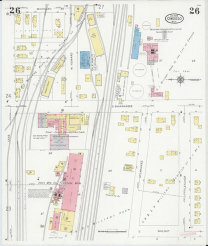 Sanborn Fire Insurance Map from Owosso, Shiawassee County, Michigan (1930), Sheet #0026 - Complete Map Set gallery image, historic Sanborn map, vintage wall art, Michigan Michigan