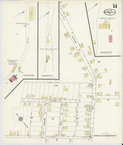 Sanborn Fire Insurance Map from Brownsville, Fayette County, Pennsylvania (1913), Sheet #0014 - Historic Sanborn Fire Insurance Map Print, vintage old map wall art, antique decor, genealogy gift, Pennsylvania Pennsylvania map