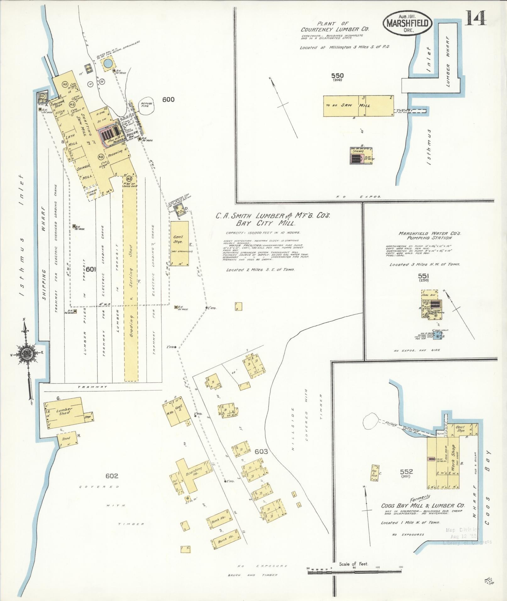 Sanborn Fire Insurance Map from Marshfield, Coos County, Oregon (1911), Sheet #0014 - Complete Map Set gallery image, historic Sanborn map, vintage wall art, Oregon Oregon