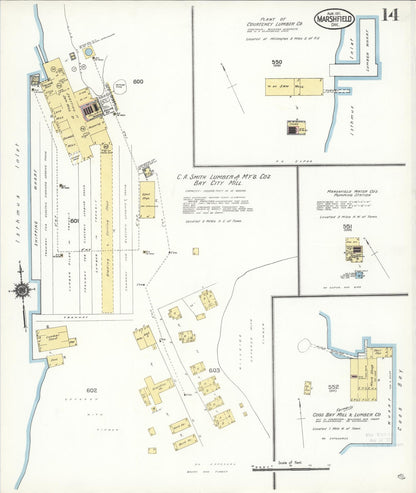Sanborn Fire Insurance Map from Marshfield, Coos County, Oregon (1911), Sheet #0014 - Complete Map Set gallery image, historic Sanborn map, vintage wall art, Oregon Oregon