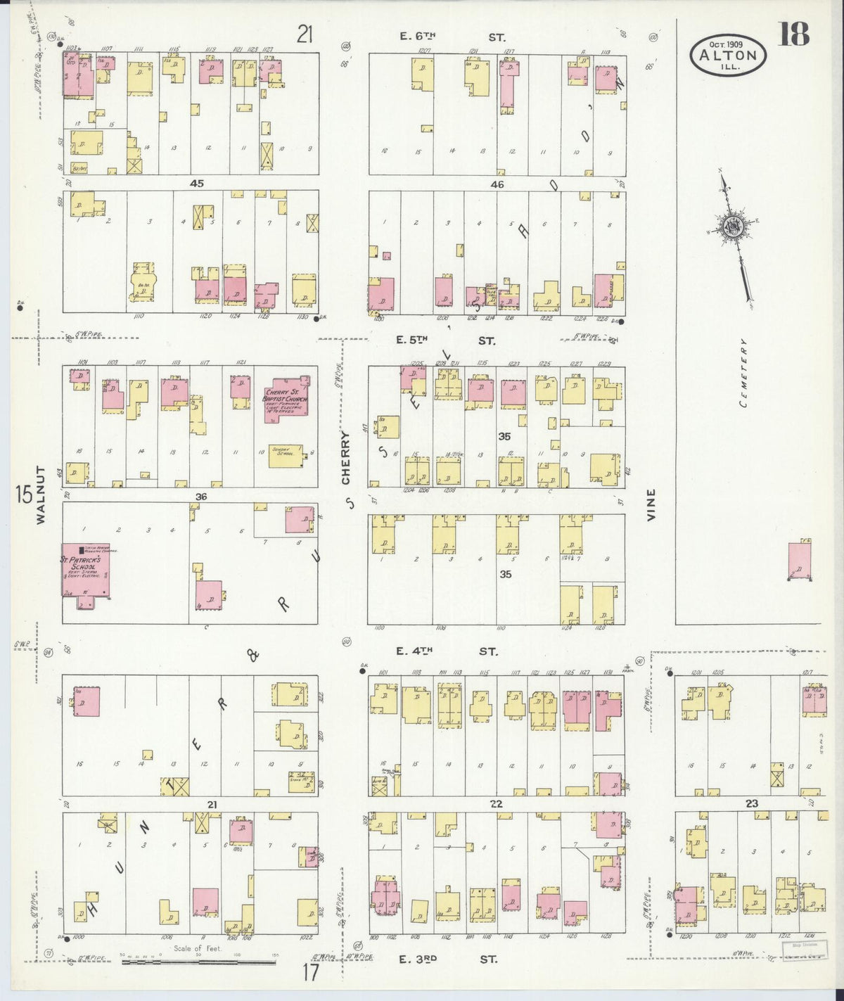 Sanborn Fire Insurance Map from Alton, Madison County, Illinois (1909), Sheet #0018 - Complete Map Set gallery image, historic Sanborn map, vintage wall art, Illinois Illinois