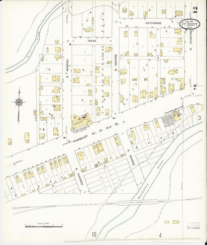 Sanborn Fire Insurance Map from Fort Scott, Bourbon County, Kansas (1912), Sheet #0002 - Complete Map Set gallery image, historic Sanborn map, vintage wall art, Kansas Kansas
