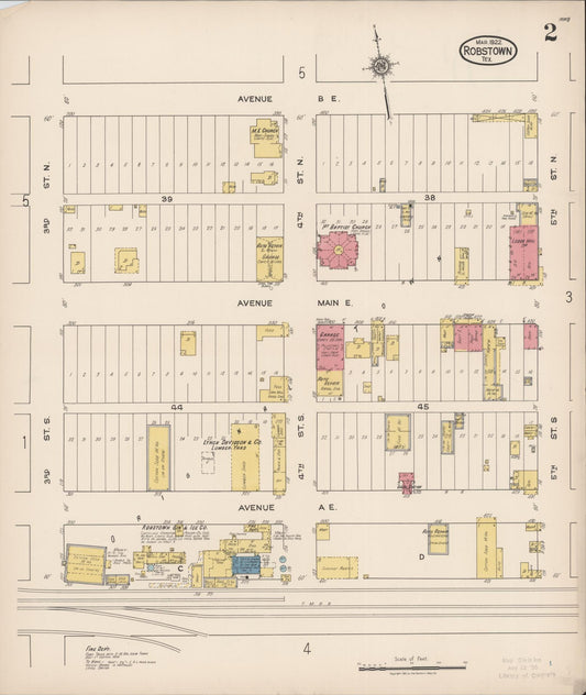 Sanborn Fire Insurance Map from Robstown, Nueces County, Texas (1922), Sheet #0002 - Historic Sanborn Fire Insurance Map Print, vintage old map wall art, antique decor, genealogy gift, Texas Texas map