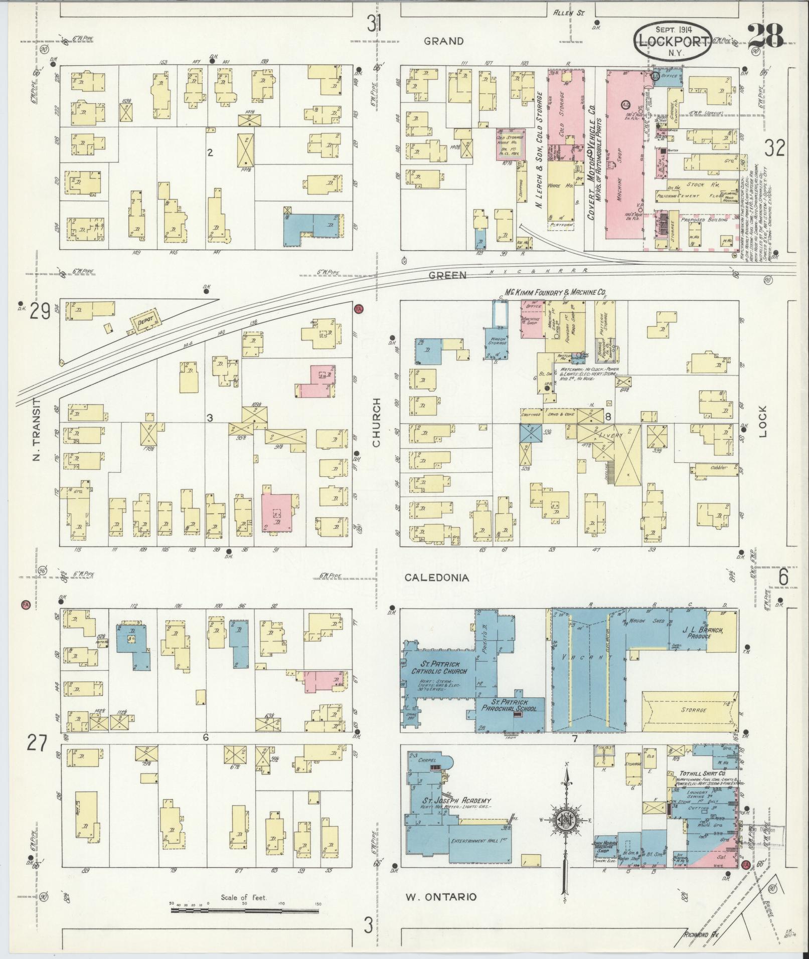 Sanborn Fire Insurance Map from Lockport, Niagara County, New York (1914), Sheet #0028 - Complete Map Set gallery image, historic Sanborn map, vintage wall art, New York New York