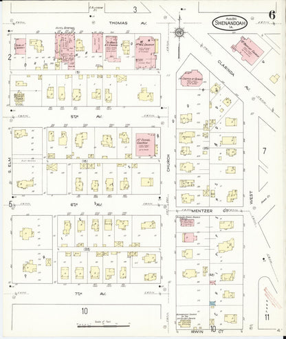 Sanborn Fire Insurance Map from Shenandoah, Page County, Iowa (1914), Sheet #0006 - Historic Sanborn Fire Insurance Map Print