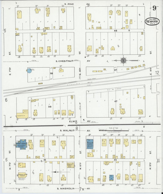 Sanborn Fire Insurance Map from Newkirk, Kay County, Oklahoma (1920), Sheet #0009 - Historic Sanborn Fire Insurance Map Print, vintage old map wall art, antique decor, genealogy gift, Oklahoma Oklahoma map