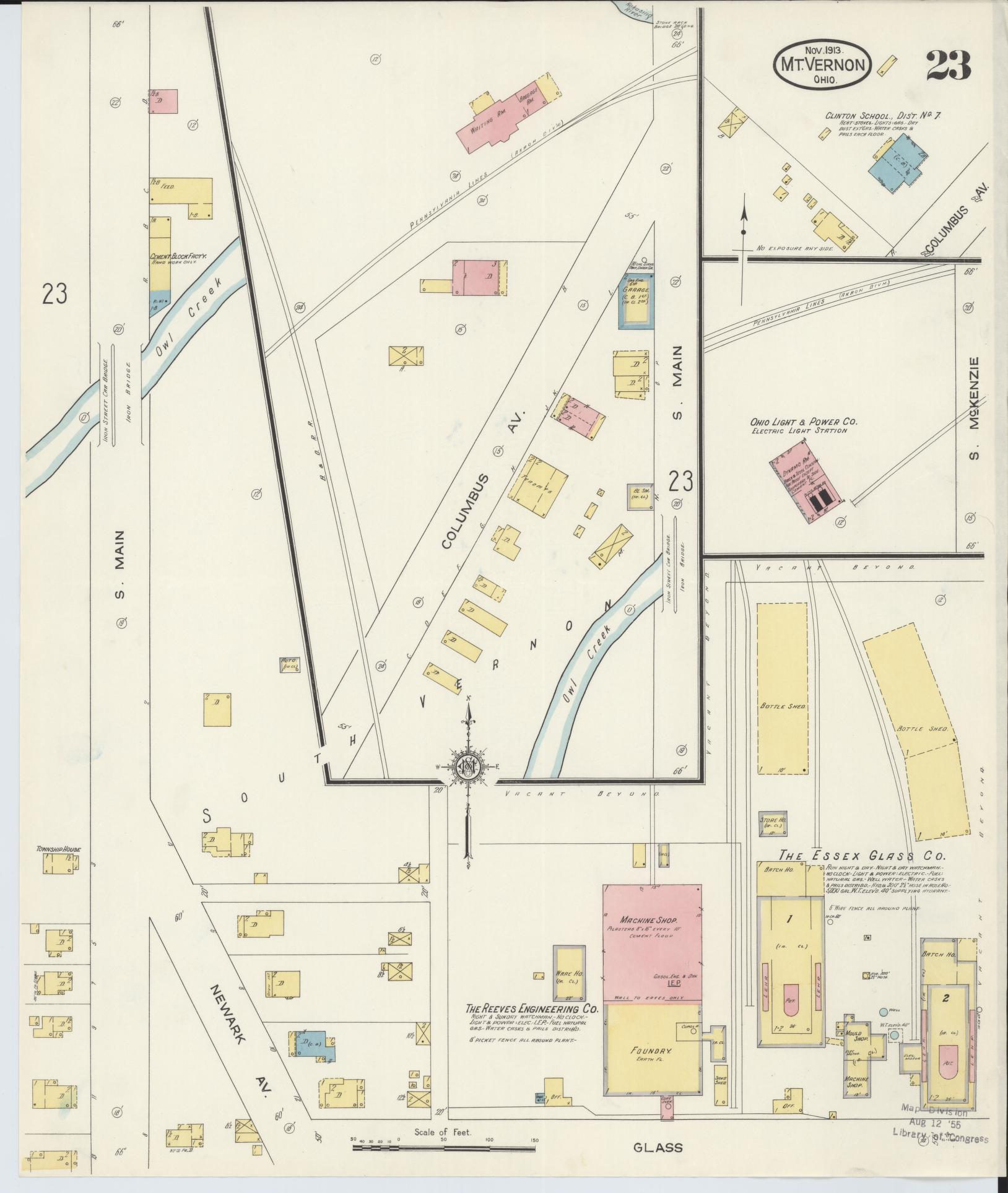 Sanborn Fire Insurance Map from Mount Vernon, Knox County, Ohio (1913), Sheet #0023 - Historic Sanborn Fire Insurance Map Print, vintage old map wall art, antique decor, genealogy gift, Ohio Ohio map