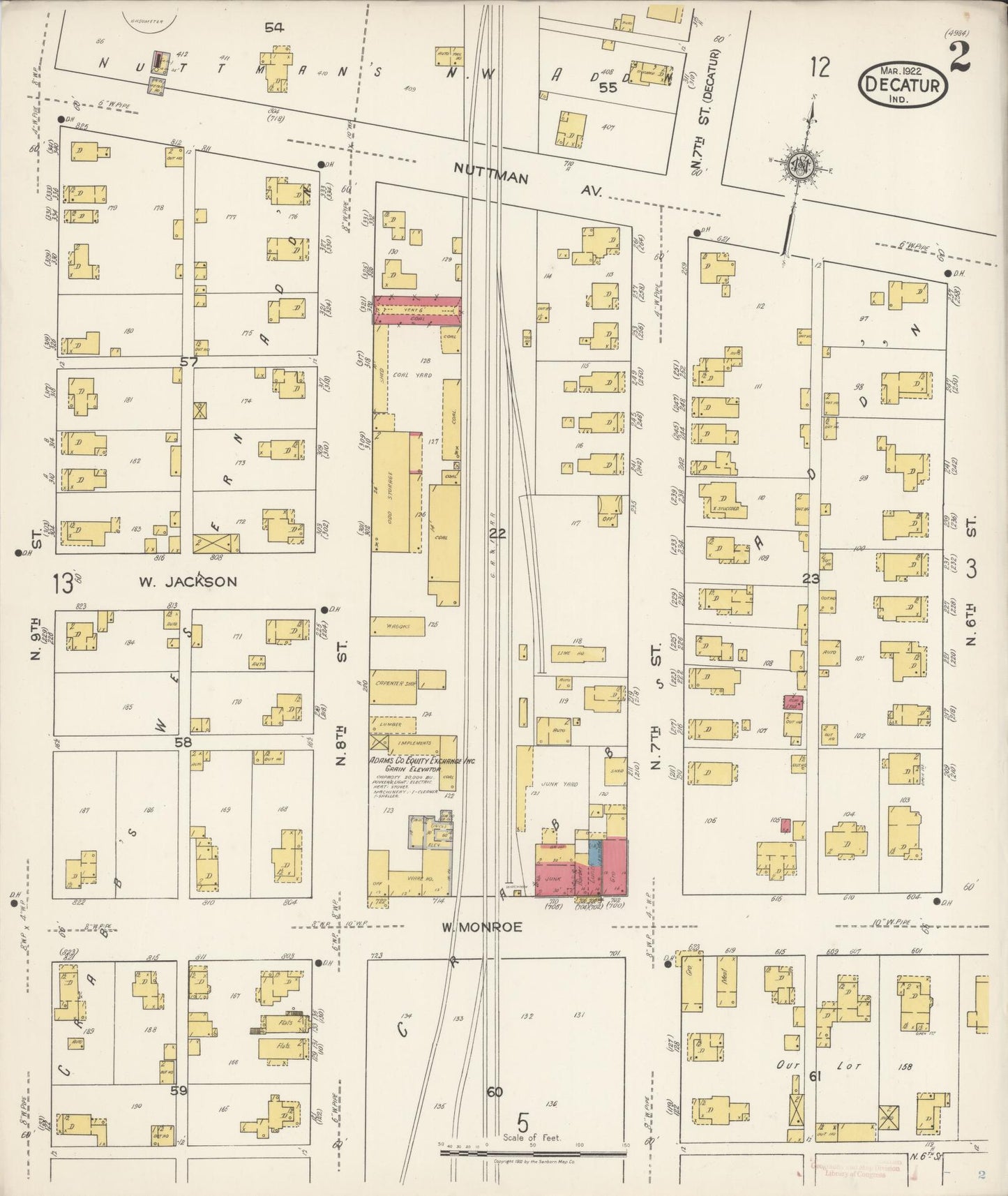 Sanborn Fire Insurance Map from Decatur, Adams County, Indiana (1922), Sheet #0002 - Complete Map Set gallery image, historic Sanborn map, vintage wall art, Indiana Indiana