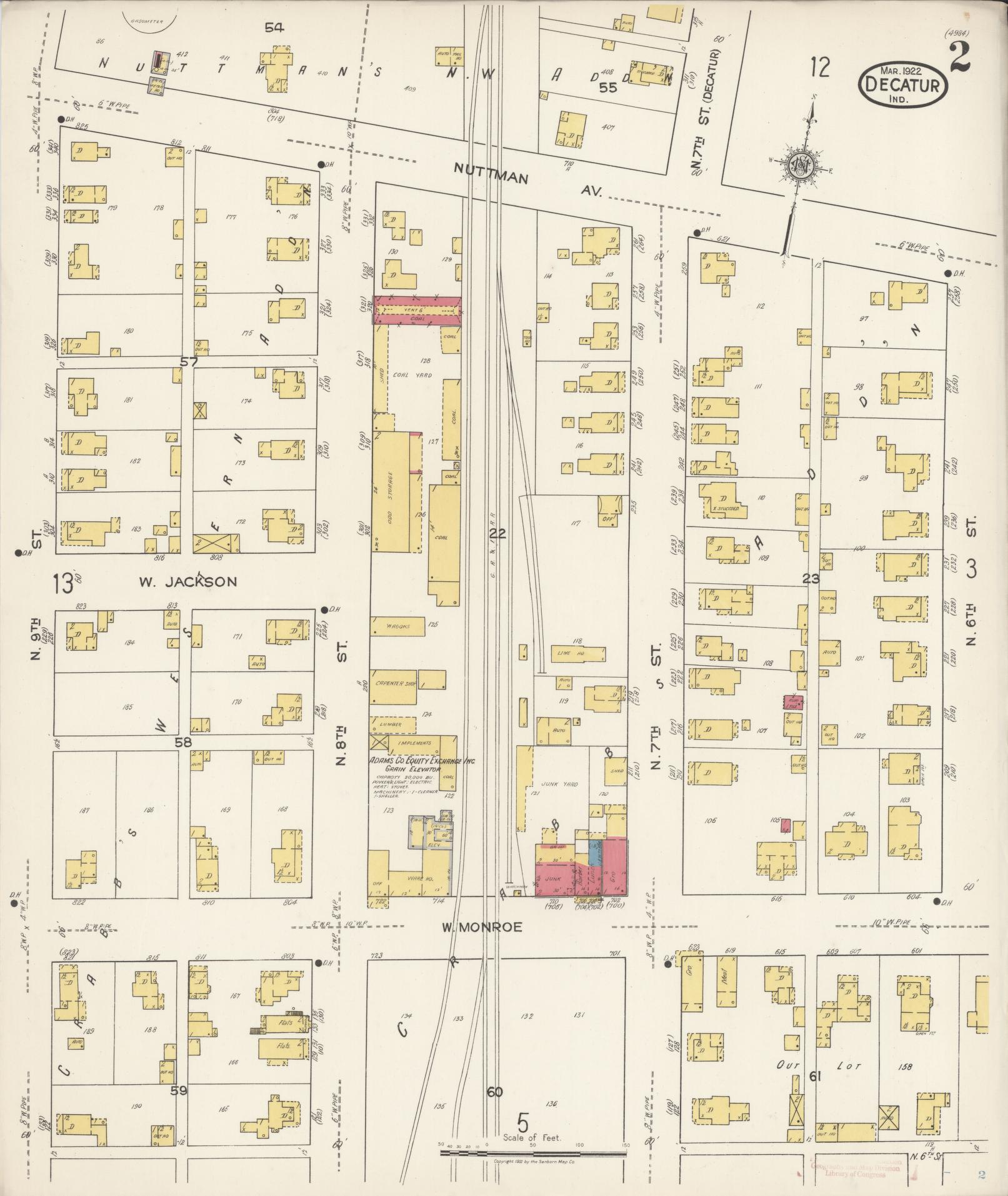 Sanborn Fire Insurance Map from Decatur, Adams County, Indiana (1922), Sheet #0002 - Complete Map Set gallery image, historic Sanborn map, vintage wall art, Indiana Indiana
