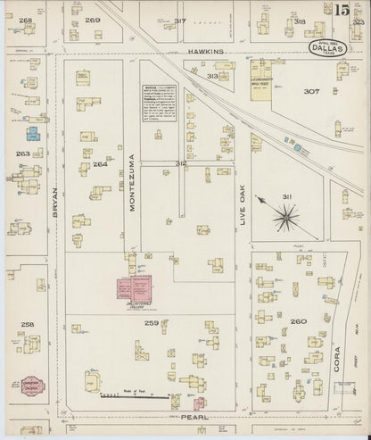 Sanborn Fire Insurance Map from Dallas, Dallas County, Texas (1885), Sheet #0015 - Historic Sanborn Fire Insurance Map Print, vintage old map wall art, antique decor, genealogy gift, Texas Texas map