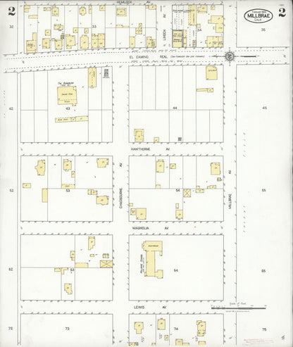 Sanborn Fire Insurance Map from Millbrae, San Mateo County, California (1926), Sheet #0002 - Complete Map Set gallery image, historic Sanborn map, vintage wall art, California California