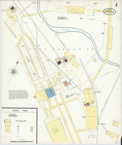 Sanborn Fire Insurance Map from Leesville, Vernon Parish, Louisiana (1909), Sheet #0004 - Complete Map Set gallery image, historic Sanborn map, vintage wall art, Louisiana Louisiana
