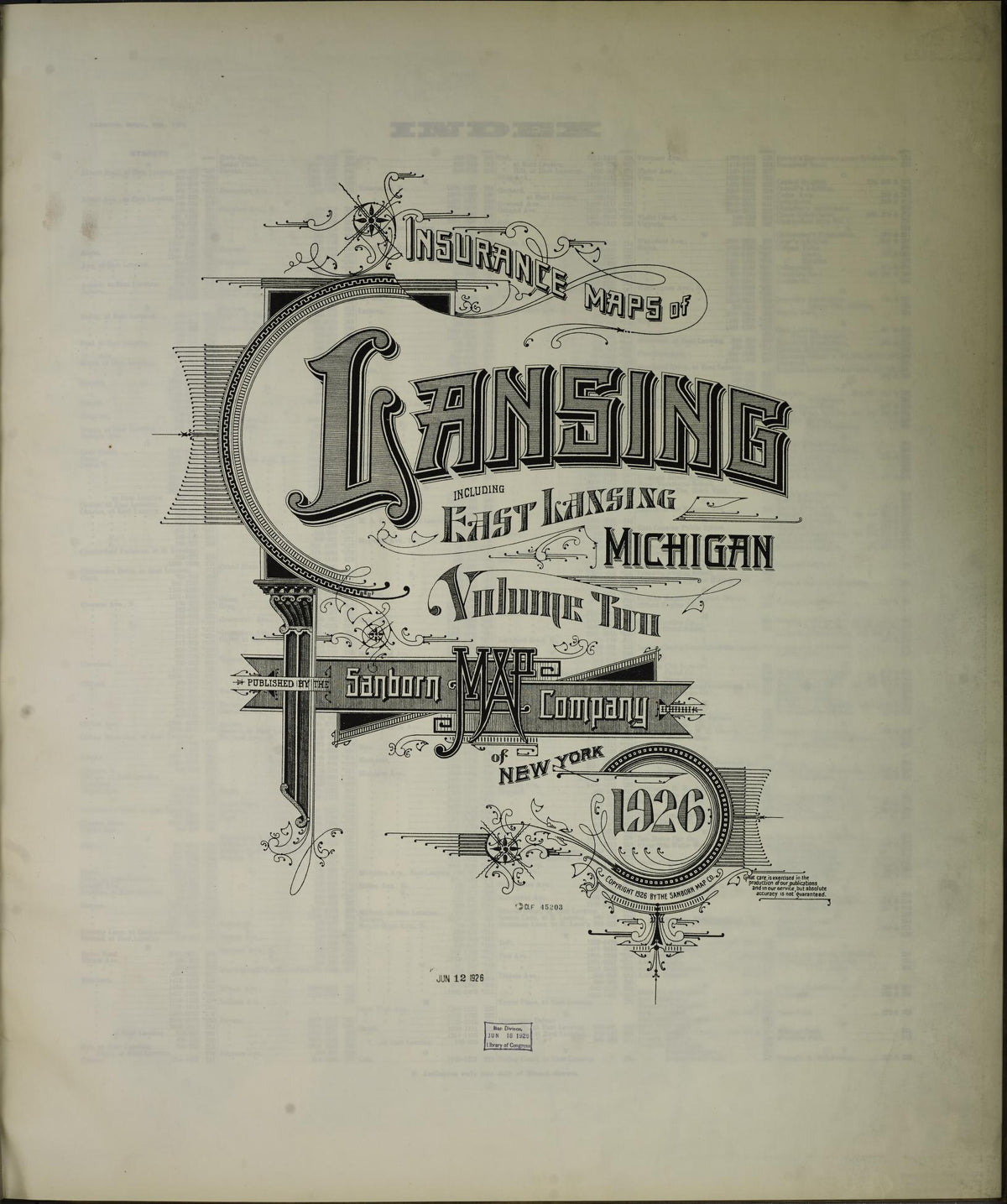 Sanborn Fire Insurance Map from Lansing, Ingham County, Michigan (1926), Sheet #0001 - Historic Sanborn Fire Insurance Map Print, vintage old map wall art, antique decor, genealogy gift, Michigan Michigan map
