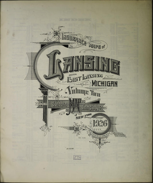 Sanborn Fire Insurance Map from Lansing, Ingham County, Michigan (1926), Sheet #0001 - Historic Sanborn Fire Insurance Map Print, vintage old map wall art, antique decor, genealogy gift, Michigan Michigan map