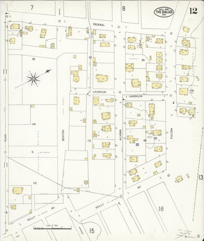 Sanborn Fire Insurance Map from The Dalles, Wasco County, Oregon (1909), Sheet #0012 - Complete Map Set gallery image, historic Sanborn map, vintage wall art, Oregon Oregon